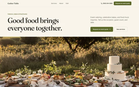 Caterers, bakers & food trucks website template
