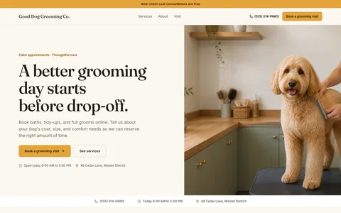 Pet grooming & care website template