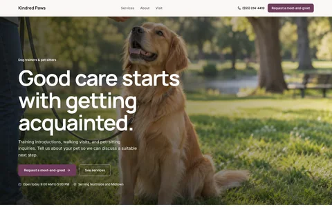 Dog trainers & pet sitters website template